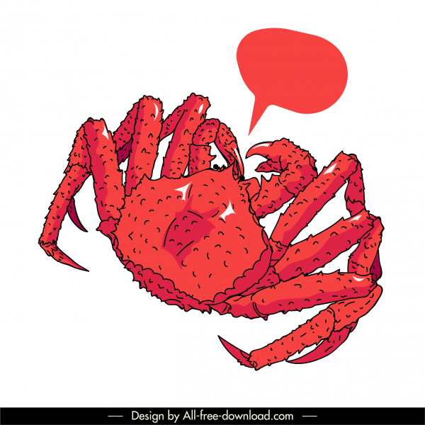 ikon kerang kepiting sketsa handdrawn merah