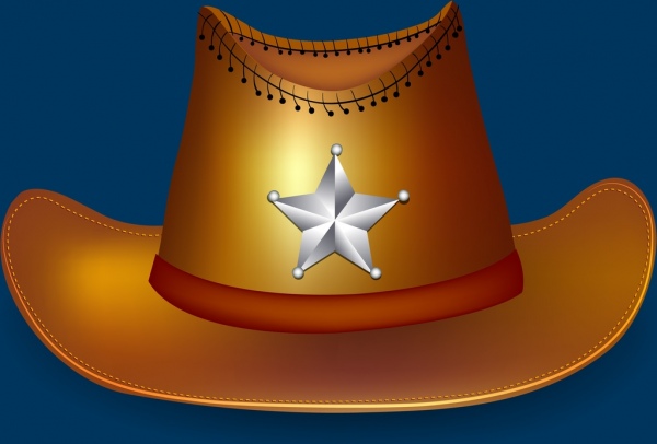 Шериф шляпа значок 3d коричневый блестящий дизайн