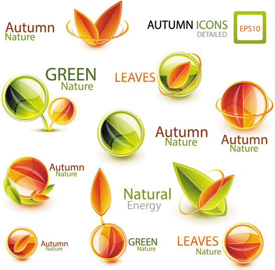 光沢のある秋ロゴ創造的なデザインのベクトル