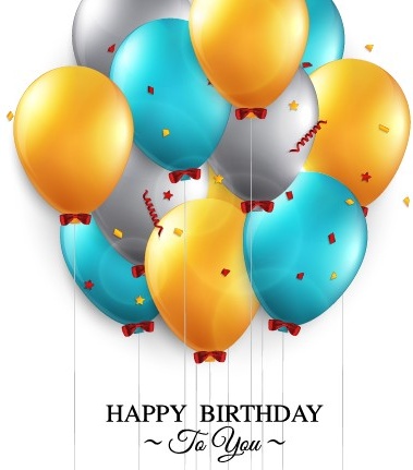 balão brilhante feliz aniversário projeto vector