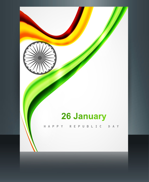 Hermosa bandera India ola folleto brillante reflexión de fondo de plantilla vector