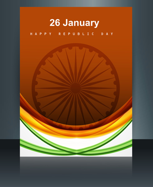 brillante bella bandiera indiana ondata opuscolo sfondo del modello di riflessione di vector