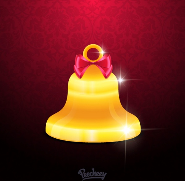 campana brillante con ilustración vectorial de arco rojo
