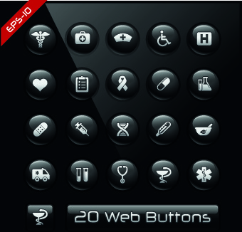 Negro brillante botón Web Design vector