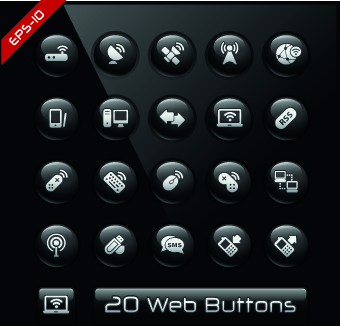 Negro brillante botón Web Design vector