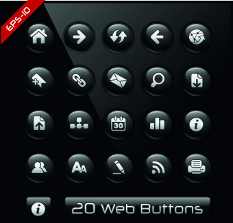 光沢のある黒の web ボタン デザインのベクトル