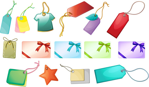 etiquetas en blanco brillantes y vector tarjetas de regalo