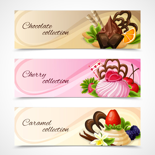 glänzende Schokolade und Süßigkeiten Vektor-Banner
