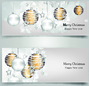 bolas de Natal brilhante banner projeto vector