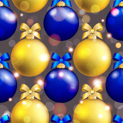 光沢のあるクリスマス ボール飾りのシームレスなパターン ベクトル