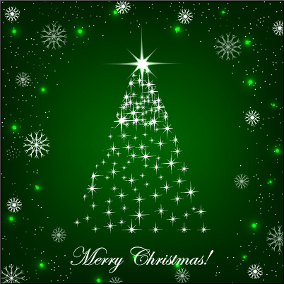glänzende Weihnachtsbaum mit grünem Hintergrund Vektor