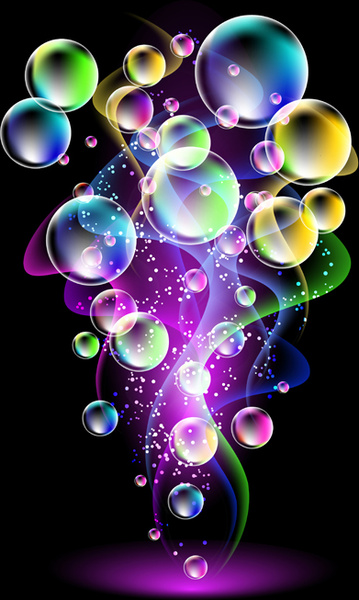 burbuja brillante colorida con fondo abstracto