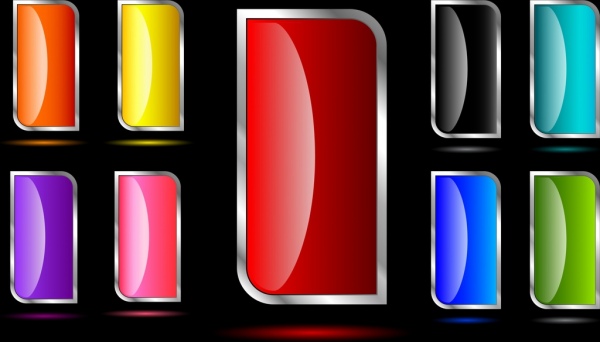 design arredondado vertical de botão colorido brilhante coleção