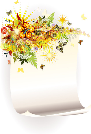 glänzend mit Papier Hintergrund Vector floral