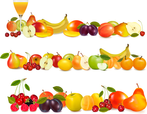 buah-buahan yang berkilau desain vektor latar belakang