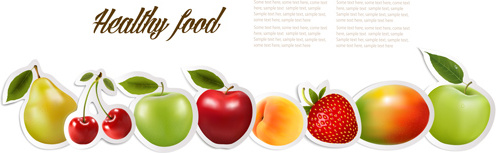 glänzende Früchte Aufkleber Vektor Satzgrafik