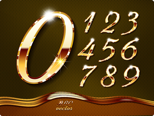 numerais de ouro brilhantes gráficos vetoriais