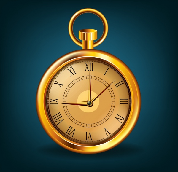 Reloj dorado brillante icono clasico diseño portable