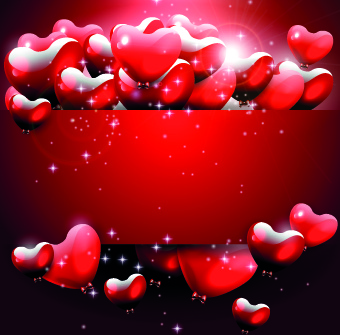 Glänzendes Herz mit rotem Hintergrund Vektorgrafik