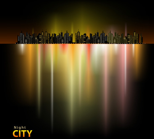 блестящей ночной городской пейзаж вектор
