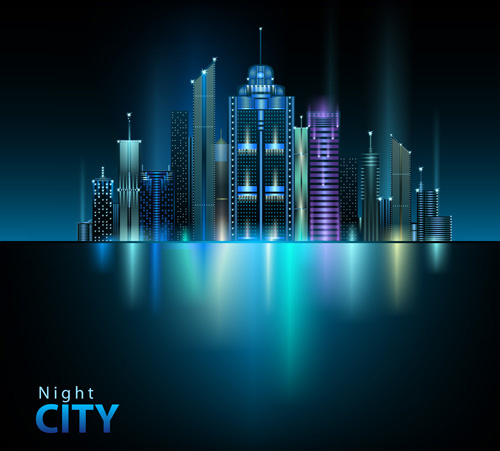 noite brilhante cidade paisagem vector