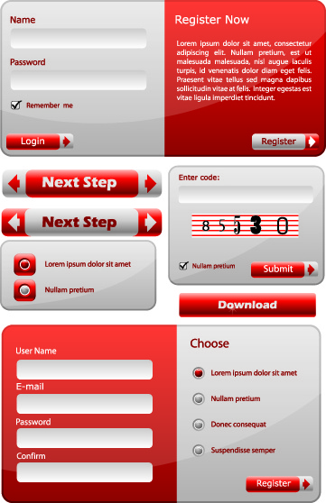 Shiny Red Input Boxes Web Vector