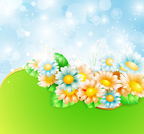 glänzenden Frühling Blumen kreative Hintergrund Vektor