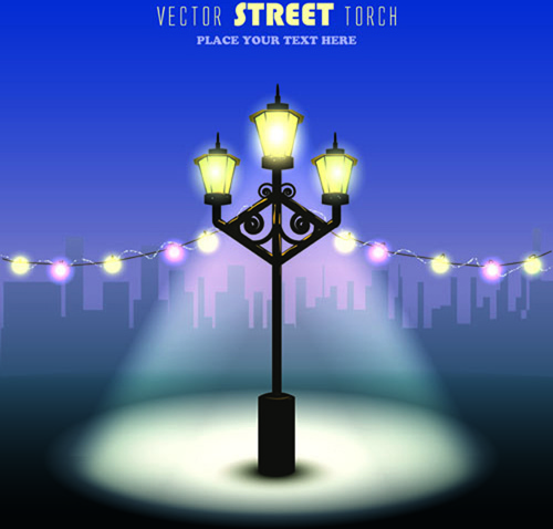 блестящие уличные фонари фона дизайн Векторный набор