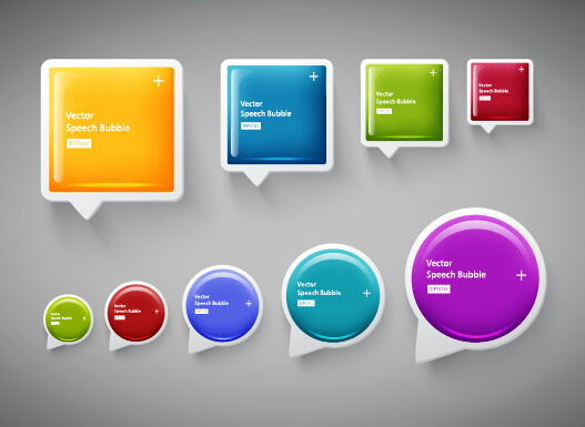 Shiny Textured Speech Bubbles Colored Vector