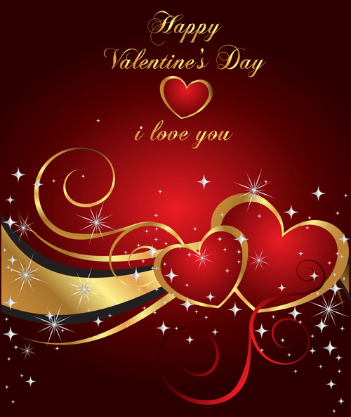 glänzende Valentine Herzen Vektor Karten