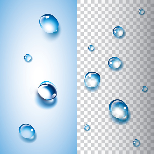 блестящие воды капель векторные иллюстрации набор