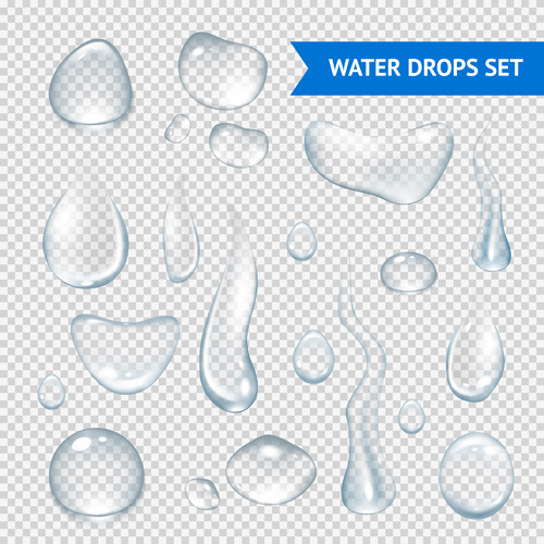 glänzende Wasser Tropfen Vektor-Illustration-set