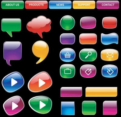 web brilhante botões coloridos vetores