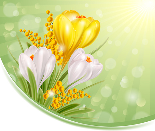 glänzend weiß mit gelben Blüten Vektoren Hintergrund