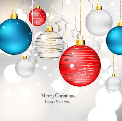 glänzende Weihnachtskugeln design Hintergrund Vektor