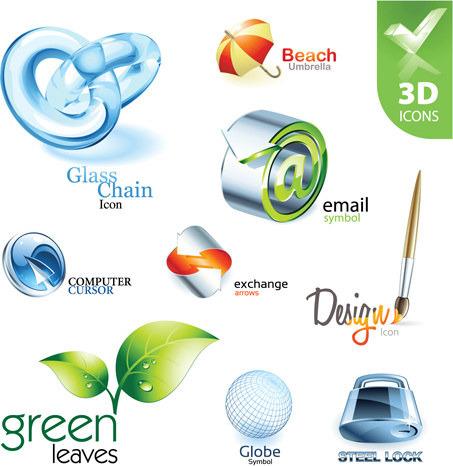 glänzende 3d Logos und Icons entwerfen Vektor