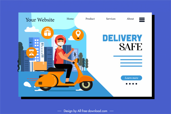 nakliye hizmeti web sayfası şablonu scooter gönderici kroki