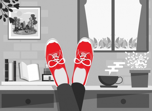 zapatos publicidad diseño de ornamento rojo de la historieta