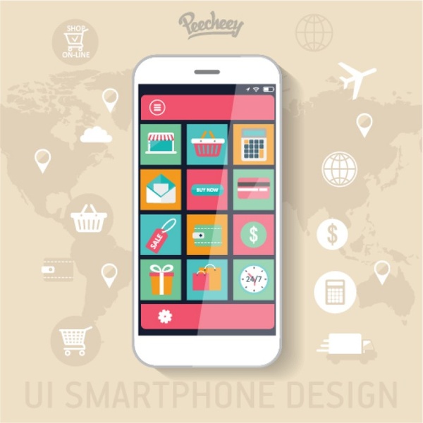 Smartphone thiết kế ứng dụng mua sắm