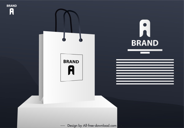 حقيبة التسوق الإعلان عن لافتة الحديثة 3D رسم