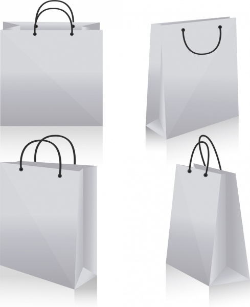 購物袋圖標三維留白設計