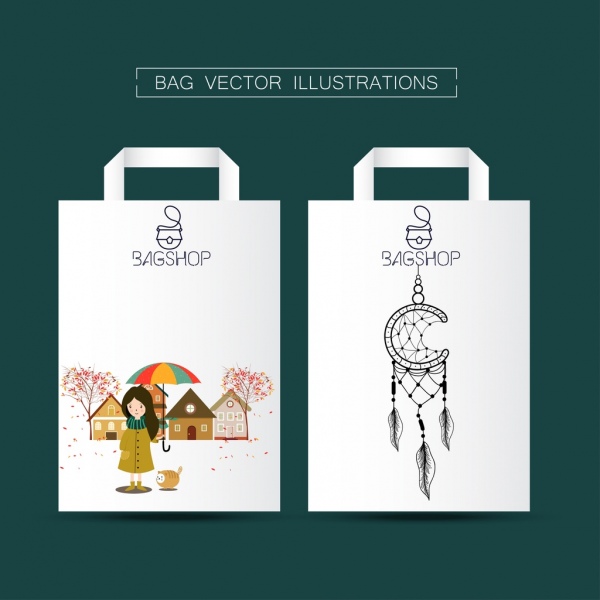 购物袋设计季节性梦想捕手图标装饰