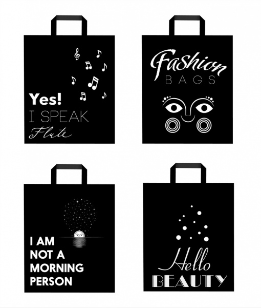 sacos de compras ícones isolamento preto branco decoração