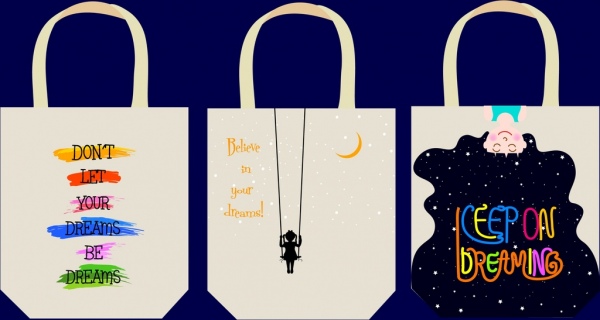 Shopping bags plantillas sueños iconos decoracion