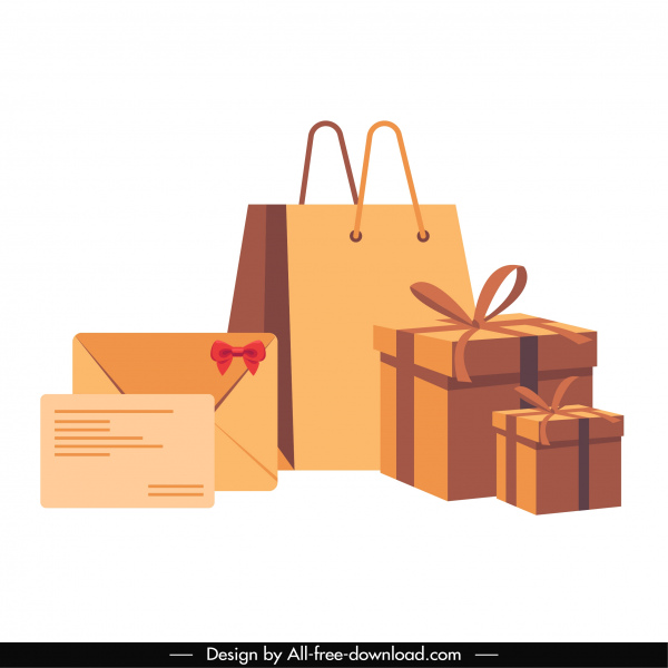 elementos de diseño de compras bolsa giftbox paquete de sobre
