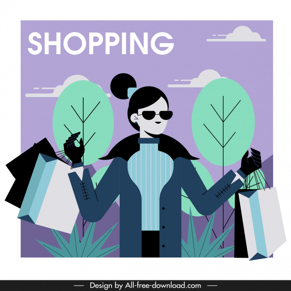 Shopping Lady Icon contemporâneo lifestyle Cartoon personagem