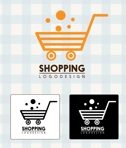 Alışveriş logo tasarım paketlenip tarzında çeşitli arka plan