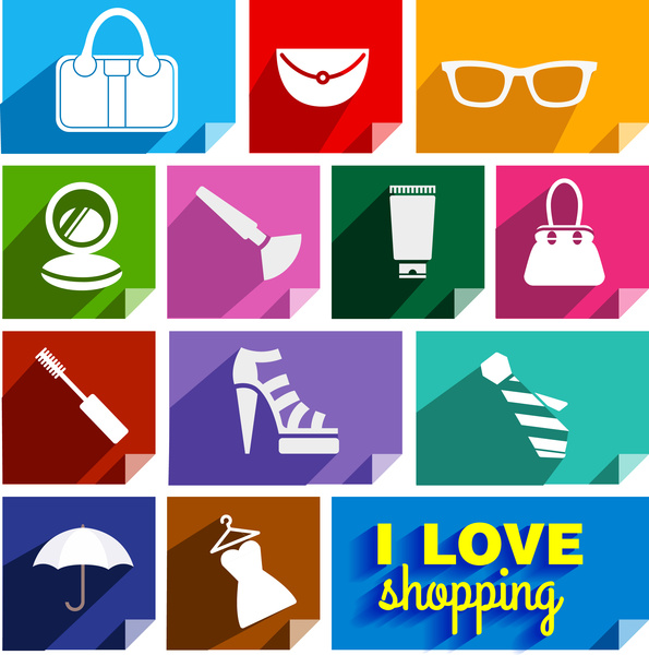 Einkaufen Aktion Symbole mit flachen Vektor-illustration