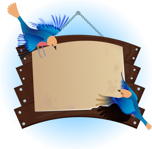 papan dekorasi kayu gaya biru burung ornamen