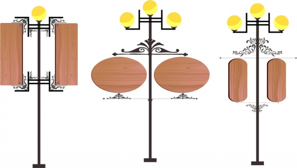 Schild stellt verschiedene Formen retro Holz ornament